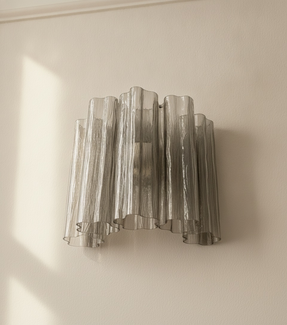 Smoked Murano Tubular Wall Sconce – 5 Glass Tubes – Set of 2 — handblown Murano glass, made to order in Italy