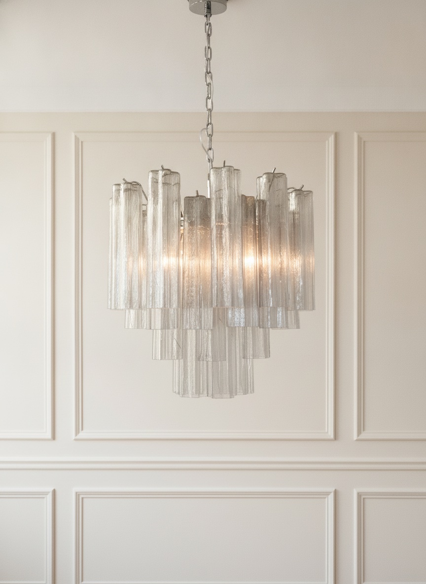 Smoked Murano Tubular Chandelier – 36 Glass Prisms — additional view 2