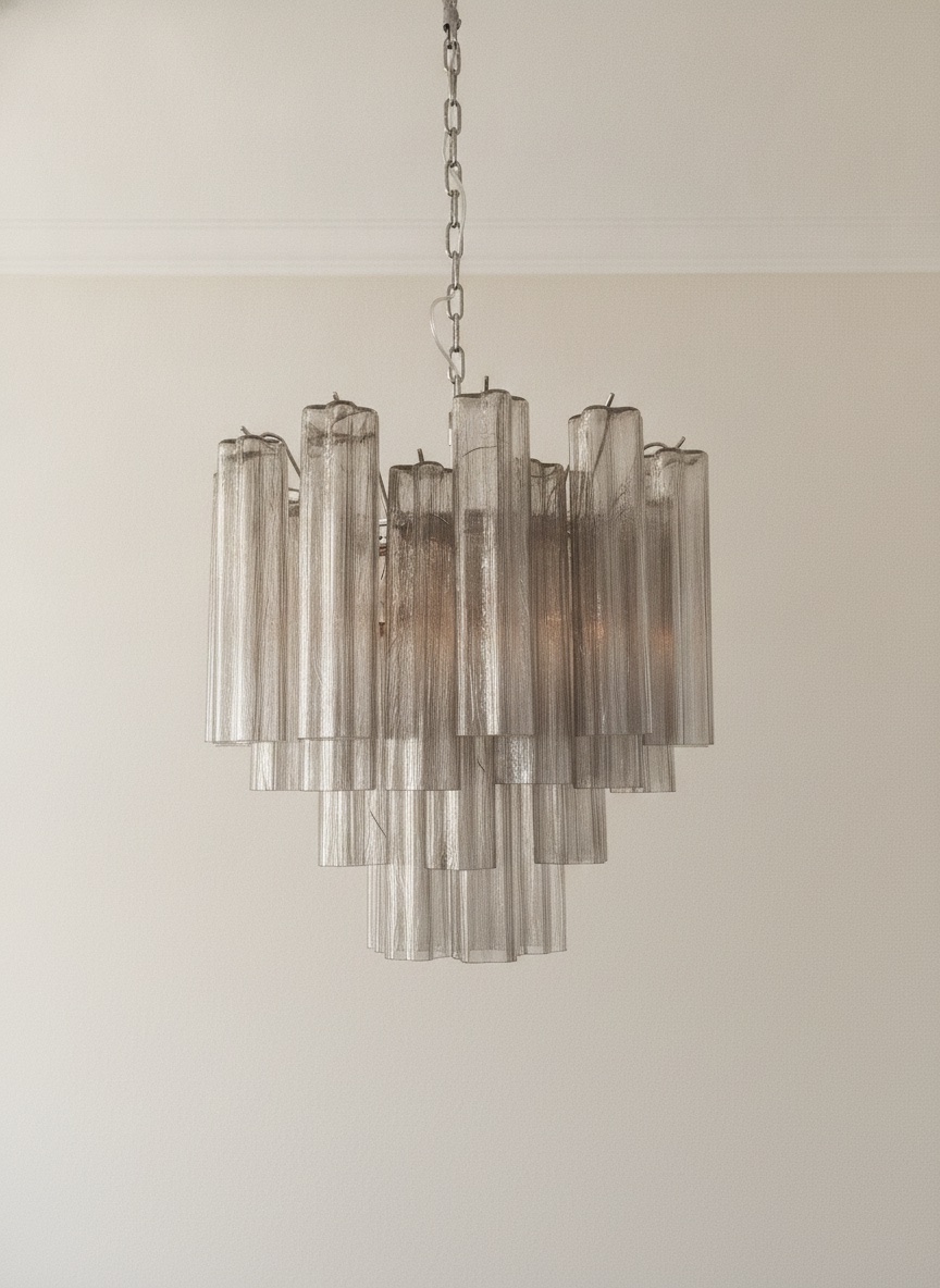 Smoked Murano Tubular Chandelier – 36 Glass Prisms — additional view 3