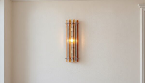 Transparent/Amber Murano Triedri Column Wall Sconce – Set of 2 — handblown Murano glass, made to order in Italy
