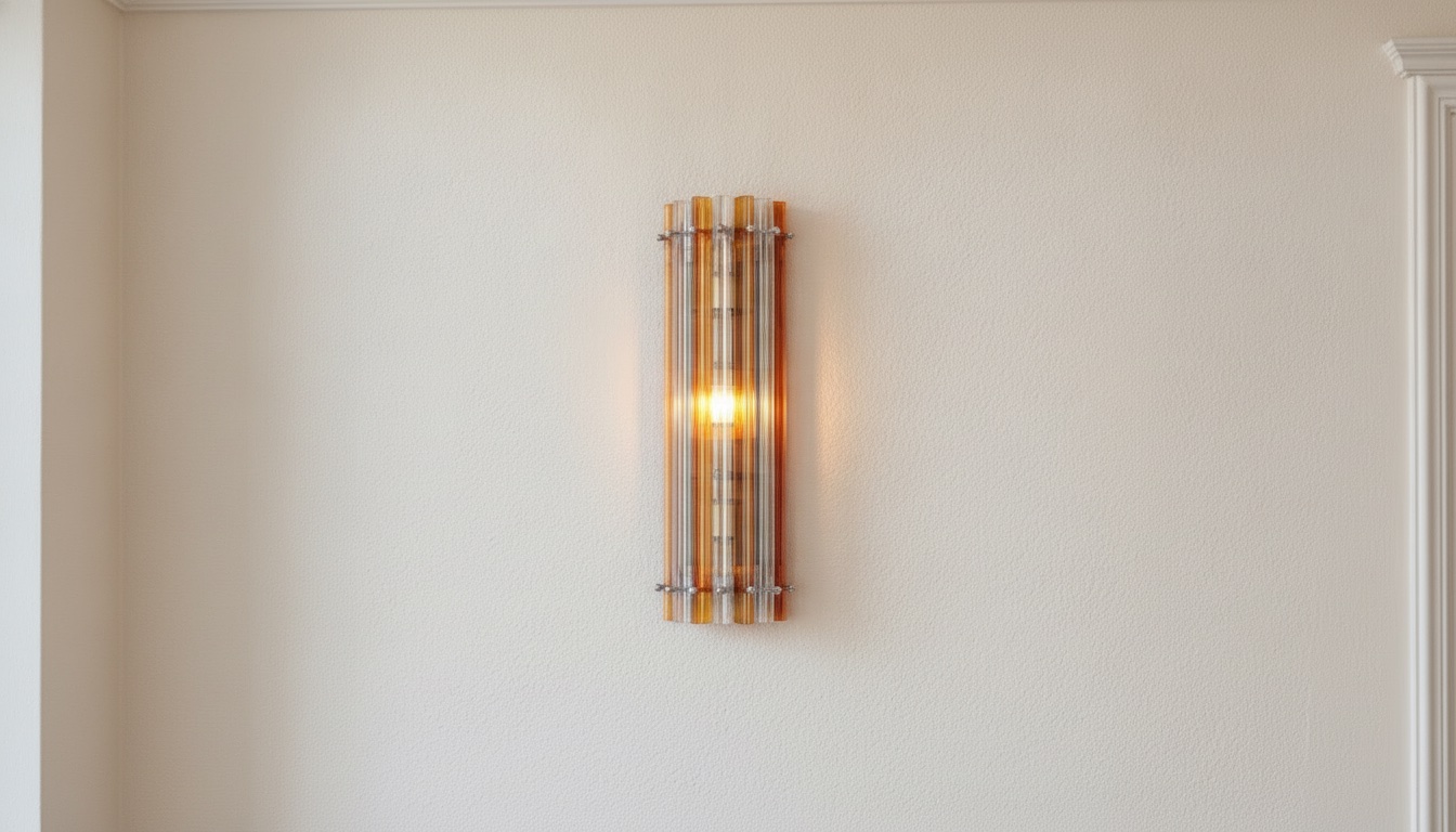 Transparent/Amber Murano Triedri Column Wall Sconce – Set of 2 — handblown Murano glass, made to order in Italy