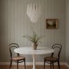 Handblown transparent Murano drop chandelier over a dining table
