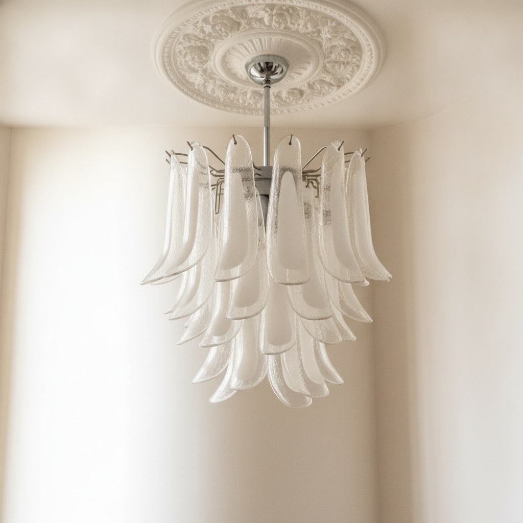 Murano Petal Chandelier – 41 Glass Petals — handblown Murano glass, made in Italy