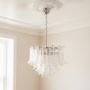 Handblown Transparent Murano Petal Chandelier – 53 Glass Petals