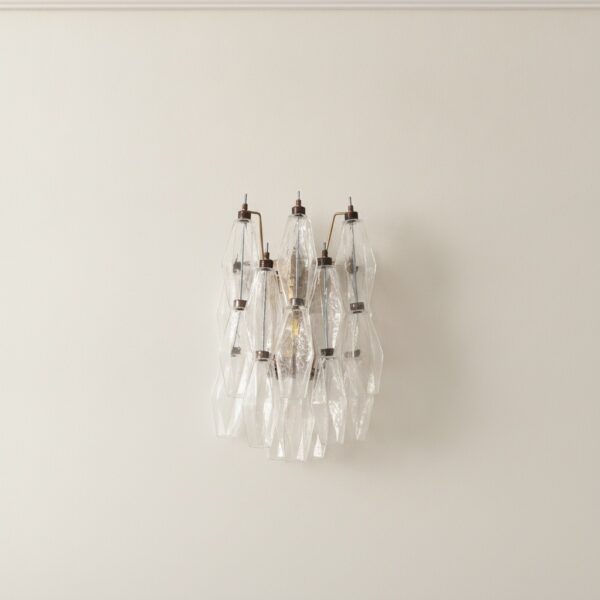 Transparent Murano Poliedri Wall Sconces – Set of 2 — handblown Murano glass, made to order in Italy