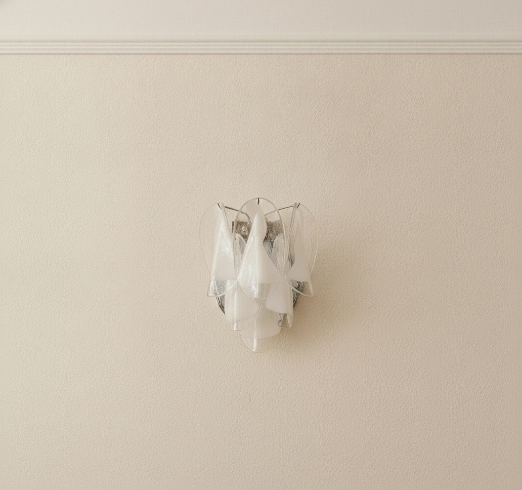 Transparent Murano Rondini Wall Sconce – 12 Rondini Glass – Set of 2 — handblown Murano glass, made to order in Italy