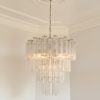 Handblown transparent Murano tiered chandelier, 80 glasses