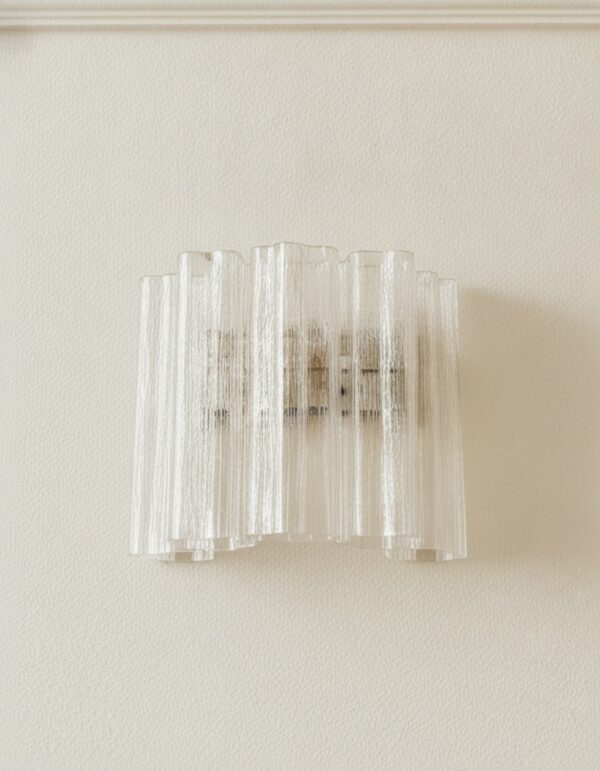 Transparent Murano Tube Wall Sconces – 5 Glass Tubes – Set of 2 — handblown Murano glass, made to order in Italy