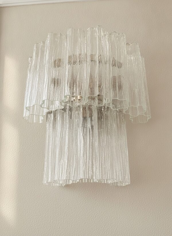 Transparent Murano Tubular Wall Sconce – 13 Glass Tubes – Set of 2 — handblown Murano glass, made to order in Italy