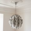 Handblown Transparent & Smoked Murano Poliedri Chandelier – 140 Poliedri Glass