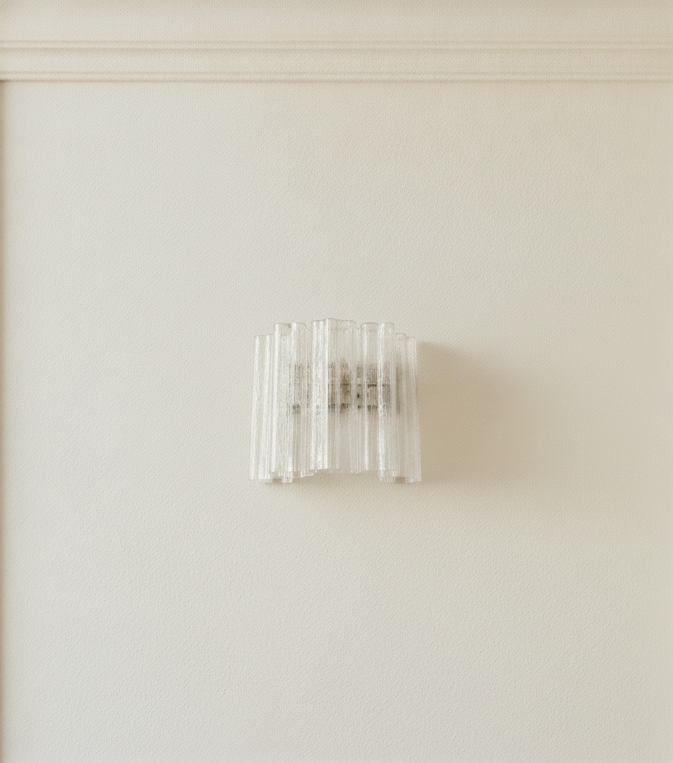 Handblown White Alabaster Murano Tube Wall Sconces – 5 Glass Tubes – Set of 2