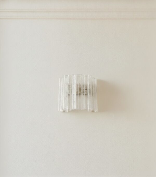 White Alabaster Murano Tube Wall Sconces – 5 Glass Tubes – Set of 2 — handblown Murano glass, made to order in Italy