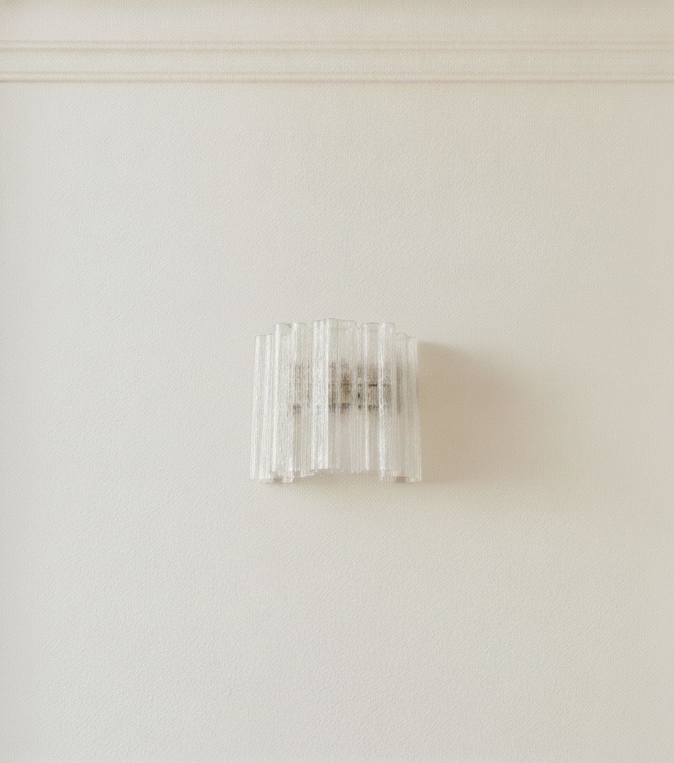 White Alabaster Murano Tube Wall Sconces – 5 Glass Tubes – Set of 2 — handblown Murano glass, made to order in Italy