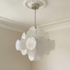 White Murano Disks Chandelier – 36 Glass Discs — handblown Murano glass, made to order in Italy