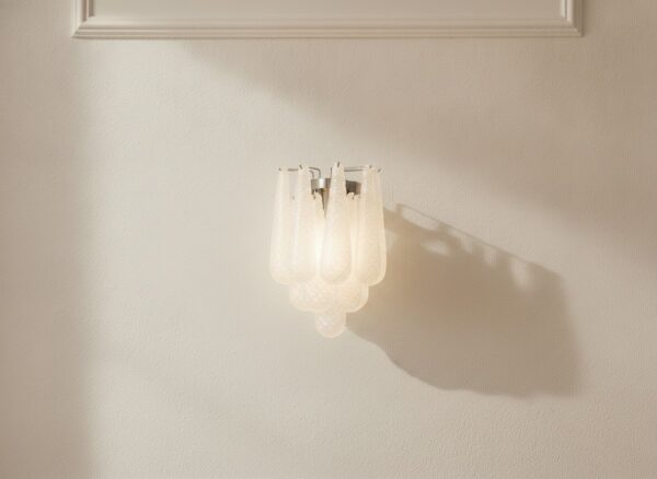 White Murano Drops Wall Sconce – 10 Glass Drops – Set of 2 — handblown Murano glass, made to order in Italy