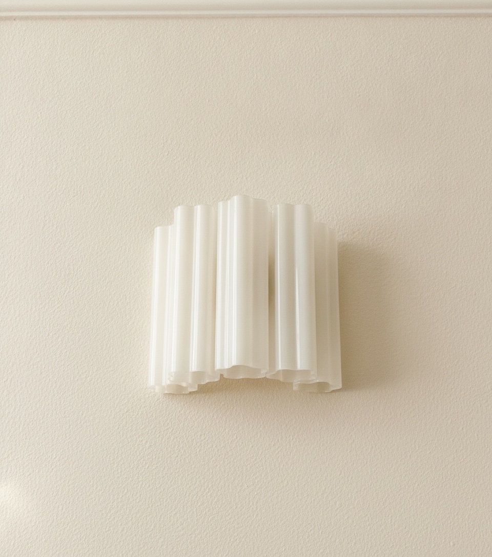 Matte White Murano Tubular Wall Sconce – 5 Glass Tubes – Set of 2 — handblown Murano glass, made to order in Italy