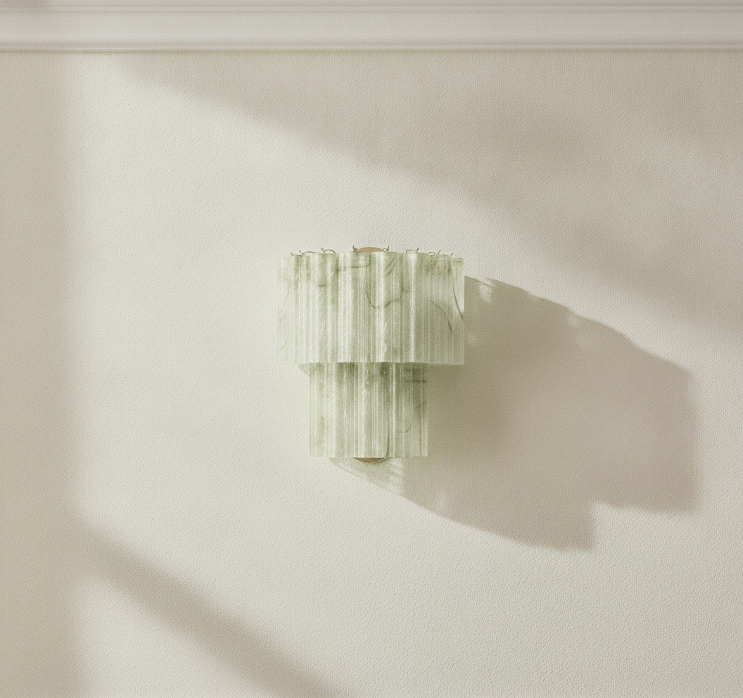 Handblown Wisteria Murano Tube Wall Sconces – 13 Glass Tubes – Set of 2