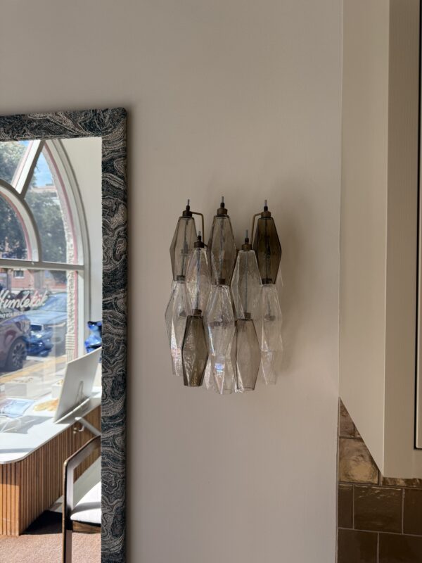 Transparent and Smoked Murano Poliedri Wall Lamp in the ODO Items showroom
