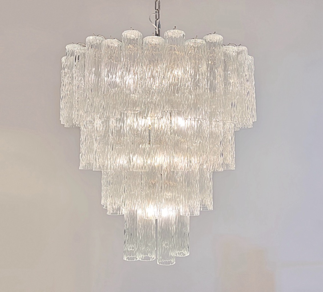 Transparent Corteccia Murano Tiered Chandelier – 80 Glass Tubes — additional view